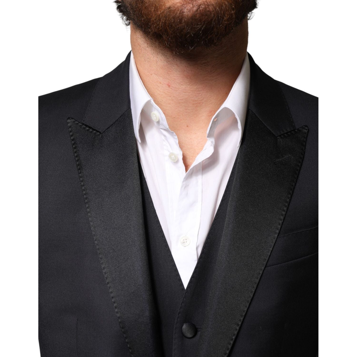 Dolce & Gabbana Black Wool Single Breasted 3 Piece Men Suit