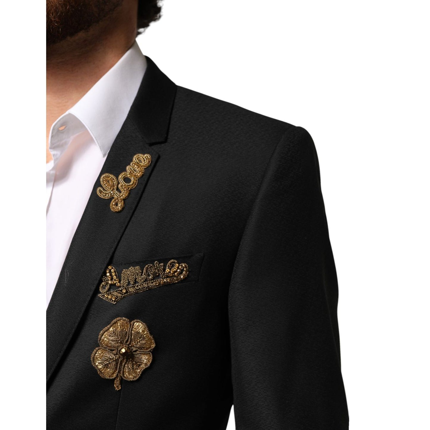 Dolce & Gabbana Black Embellished Single Breasted 2 Pc Suit