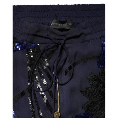 Christian Pellizzari Blue Sequined Tapered Trouser Pants