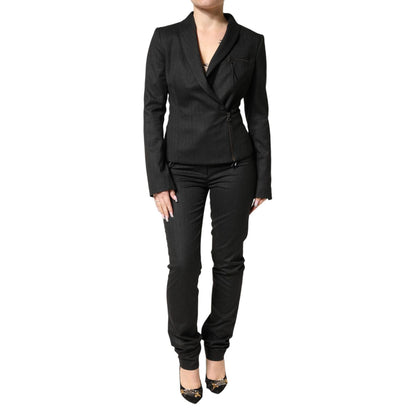 Exte Black Double Breasted Pants Blazer Jacket 2 Piece Suit