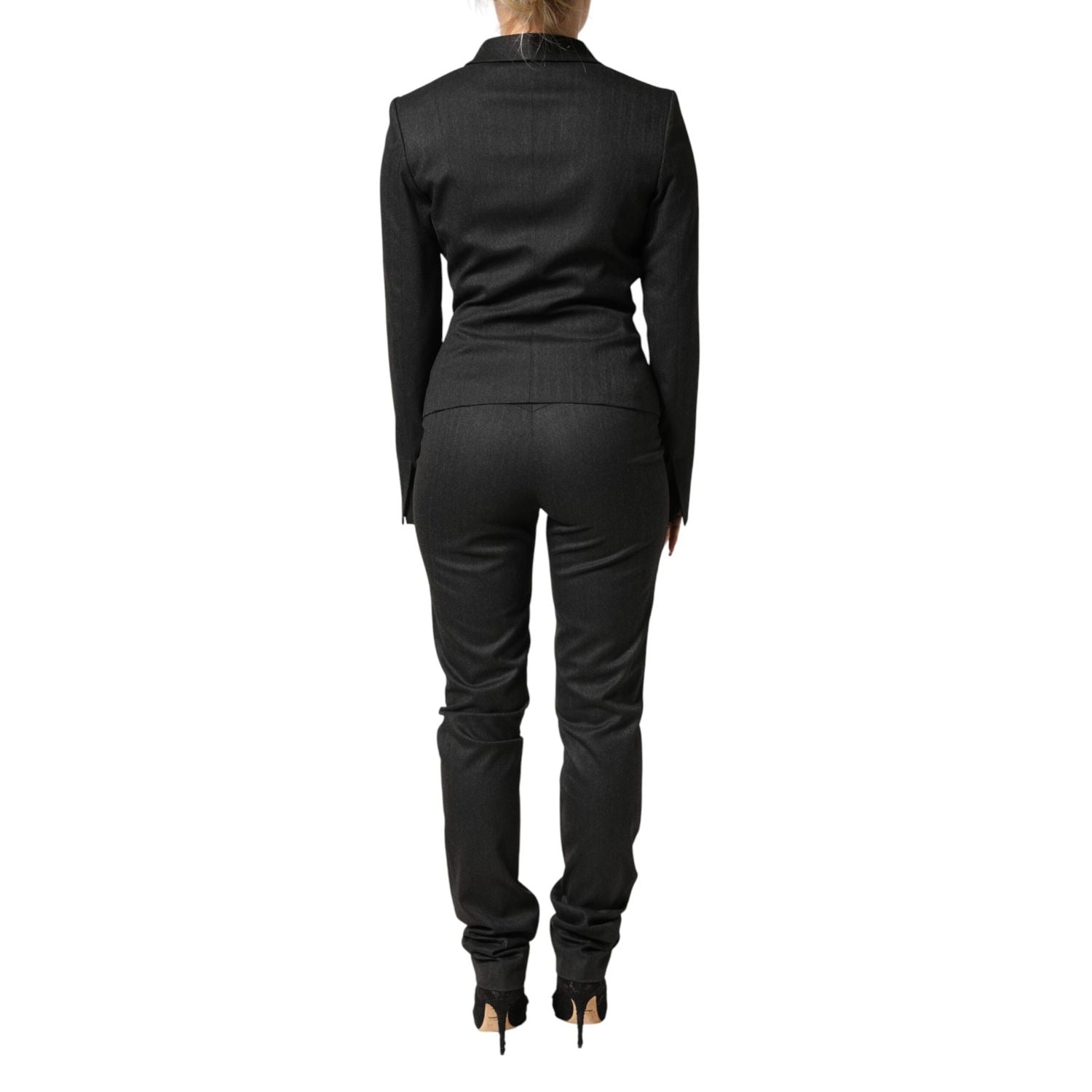 Exte Black Double Breasted Pants Blazer Jacket 2 Piece Suit
