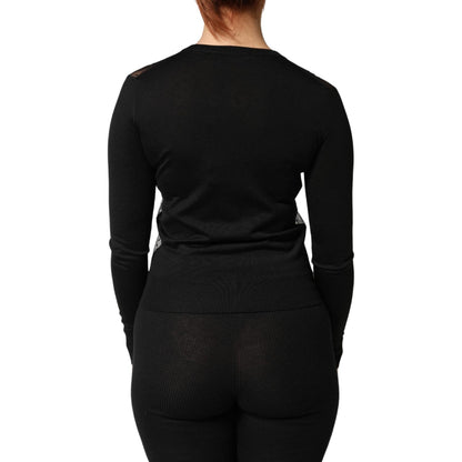 Dolce & Gabbana Black Sheer Button Down Cardigan Sweater