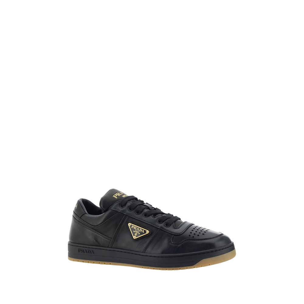 Prada Black Calf Leather Bos Taurus Low Top Sneakers