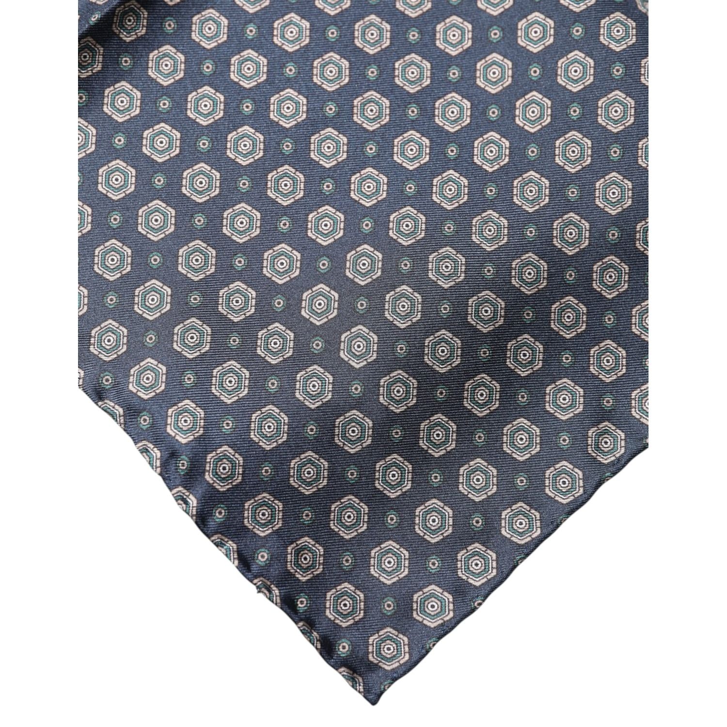 Dolce & Gabbana Blue Patterned Silk Square Handkerchief Scarf