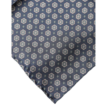 Dolce & Gabbana Blue Patterned Silk Square Handkerchief Scarf