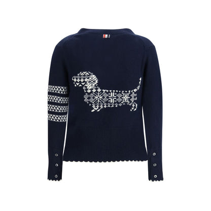 Thom Browne Blue Fleece Wool Cardigan