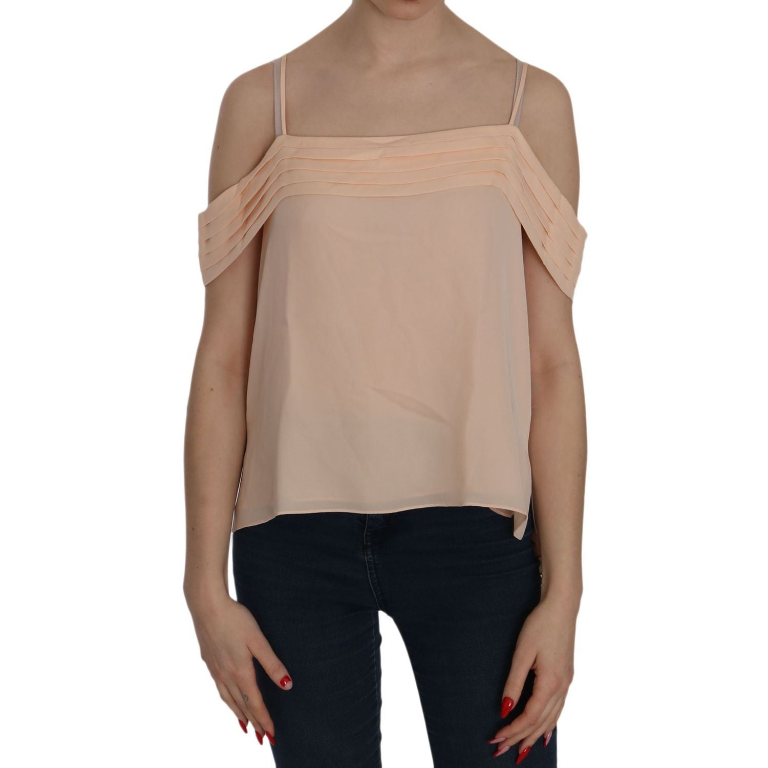 Alexander Wang Orange Off Shoulder Strap Square Neck Top Blouse
