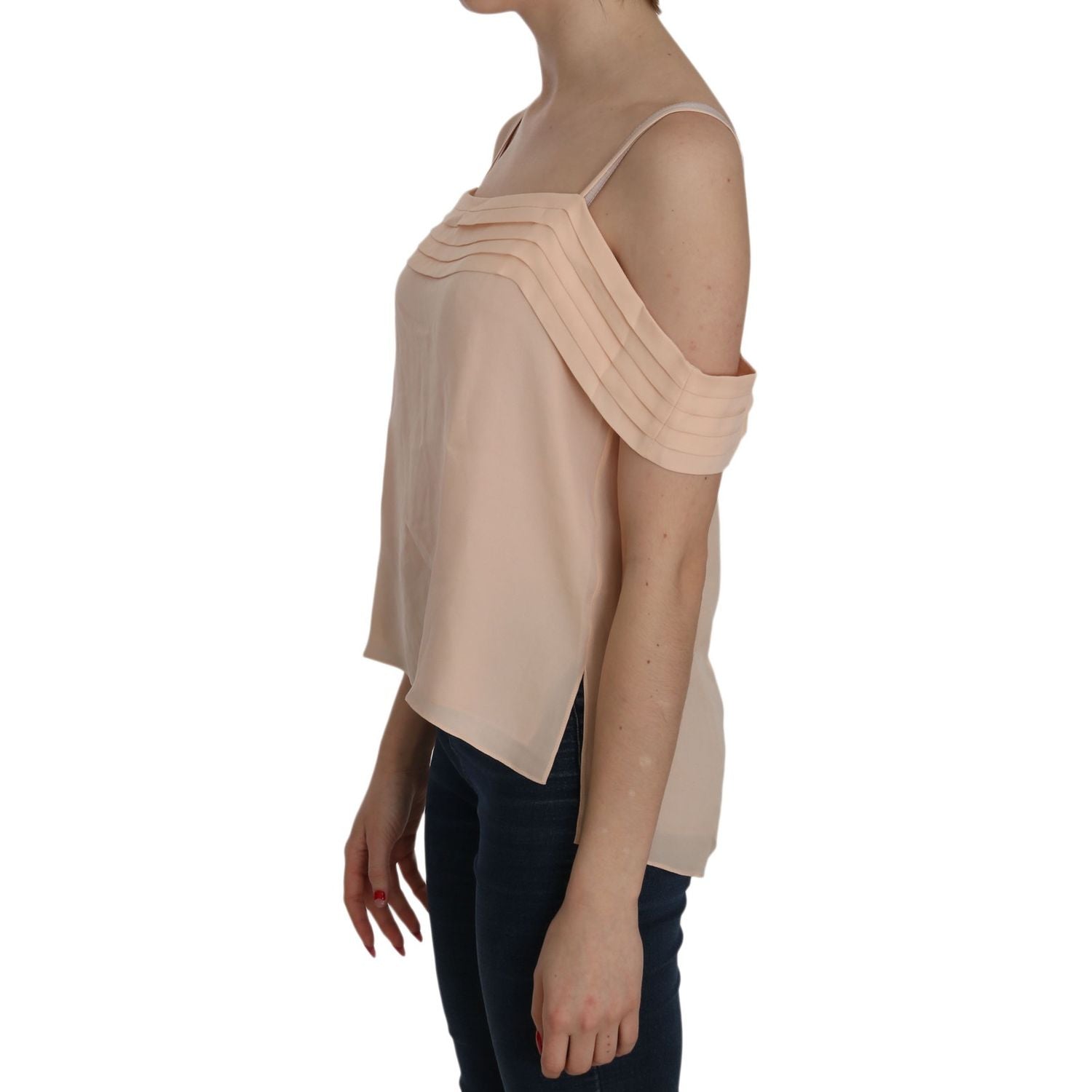 Alexander Wang Orange Off Shoulder Strap Square Neck Top Blouse