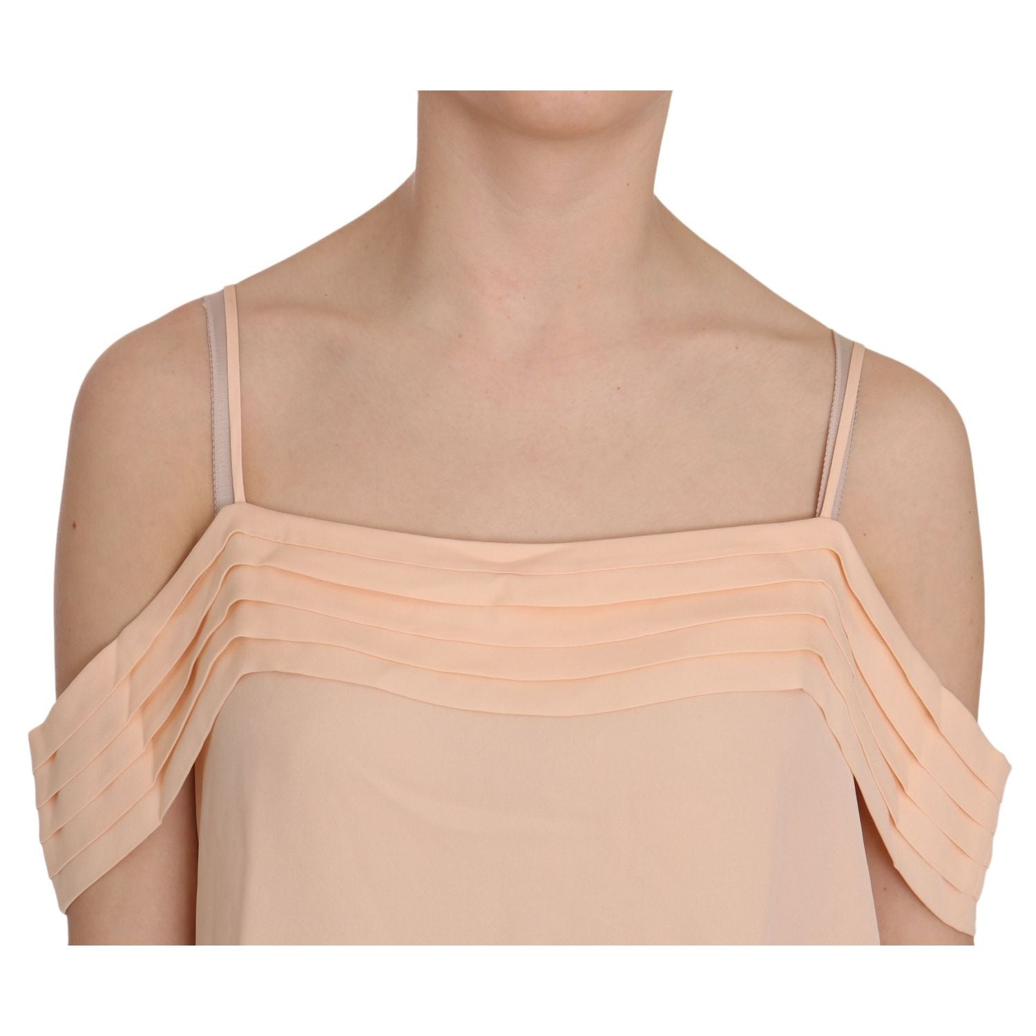 Alexander Wang Orange Off Shoulder Strap Square Neck Top Blouse