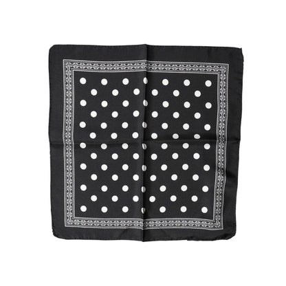 Dolce & Gabbana Black Polka Dot Square Handkerchief Scarf