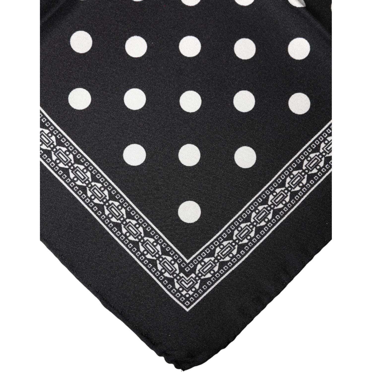 Dolce & Gabbana Black Polka Dot Square Handkerchief Scarf