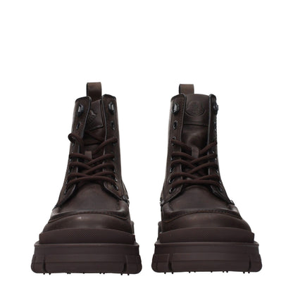 Moncler Brown Leather Ankle Boots