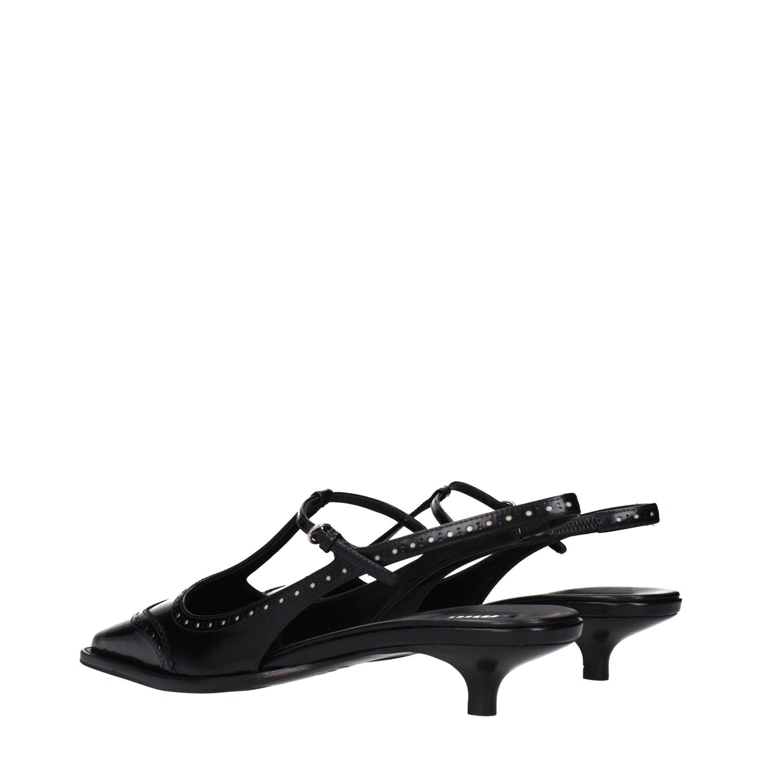 Miu Miu Black Leather Mid Heel Pumps