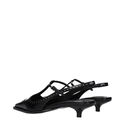 Miu Miu Black Leather Mid Heel Pumps