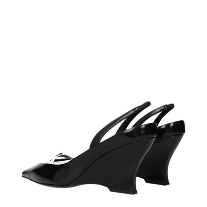Givenchy Black Leather Wedge Sandals