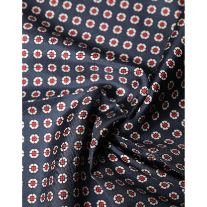 Dolce & Gabbana Blue Patterned Silk Square Handkerchief Scarf