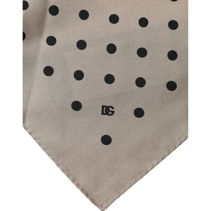 Dolce & Gabbana Brown Polka Dot Square Handkerchief Scarf