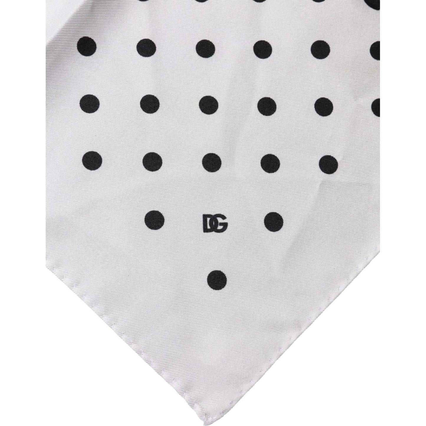 Dolce & Gabbana White Polka Dot Square Handkerchief Scarf