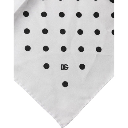 Dolce & Gabbana White Polka Dot Square Handkerchief Scarf