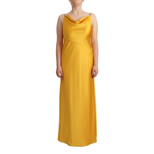 Ralph Lauren Yellow Sheath Sleeveless Long Gown Women Dress
