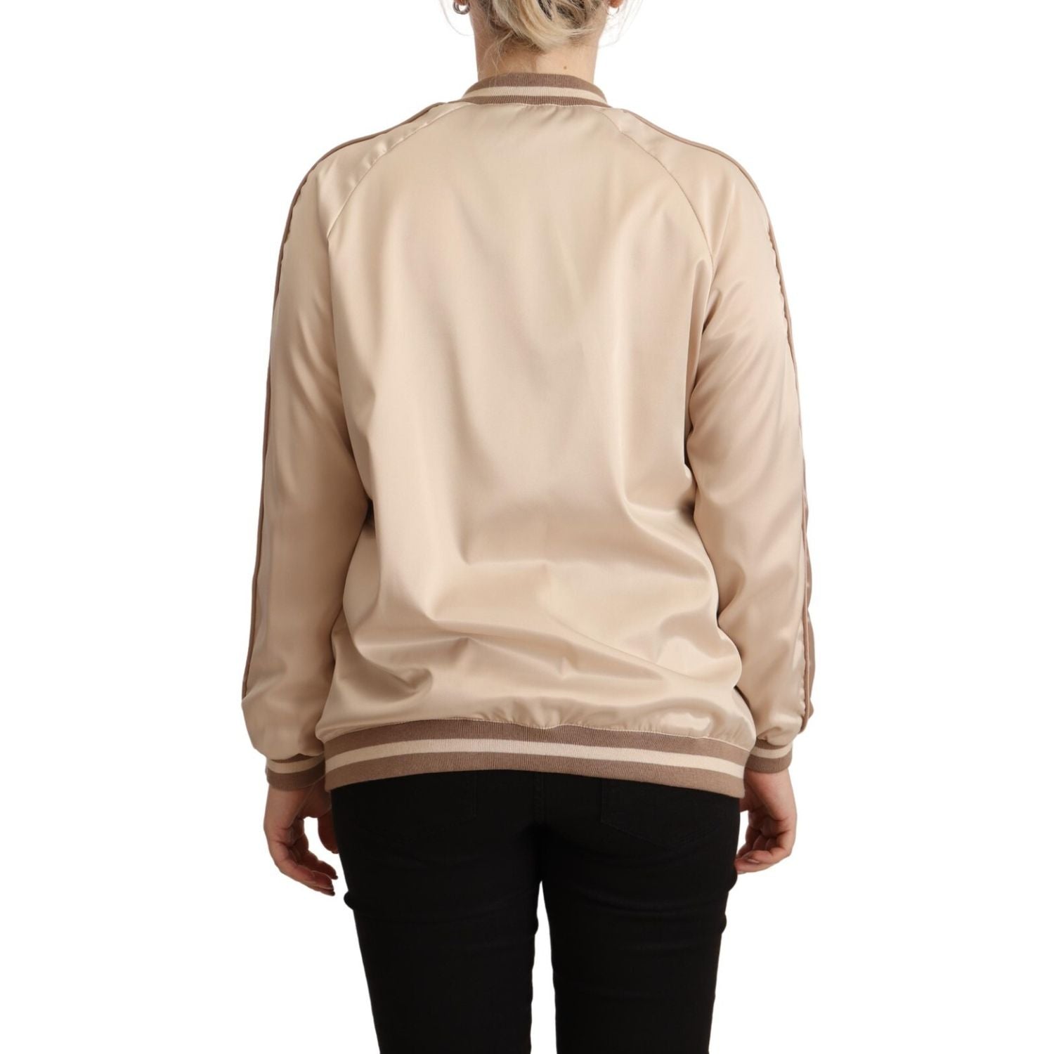 Twinset Bomber Full Zip Beige Long Sleeves Polyester Jacket