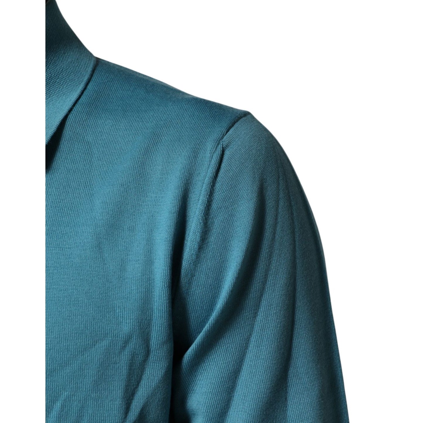 Dolce & Gabbana Teal Wool Collared Polo Pullover Sweater