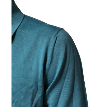 Dolce & Gabbana Teal Wool Collared Polo Pullover Sweater