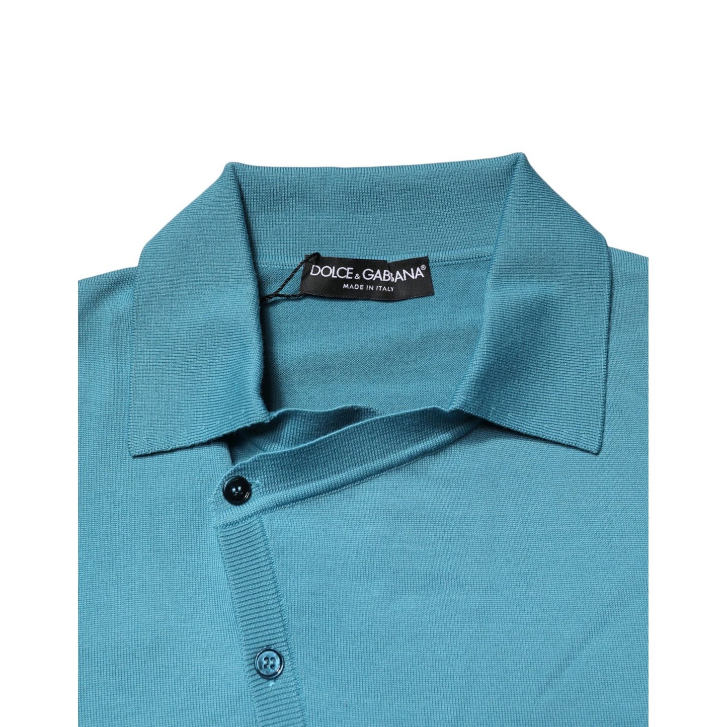 Dolce & Gabbana Teal Wool Collared Polo Pullover Sweater