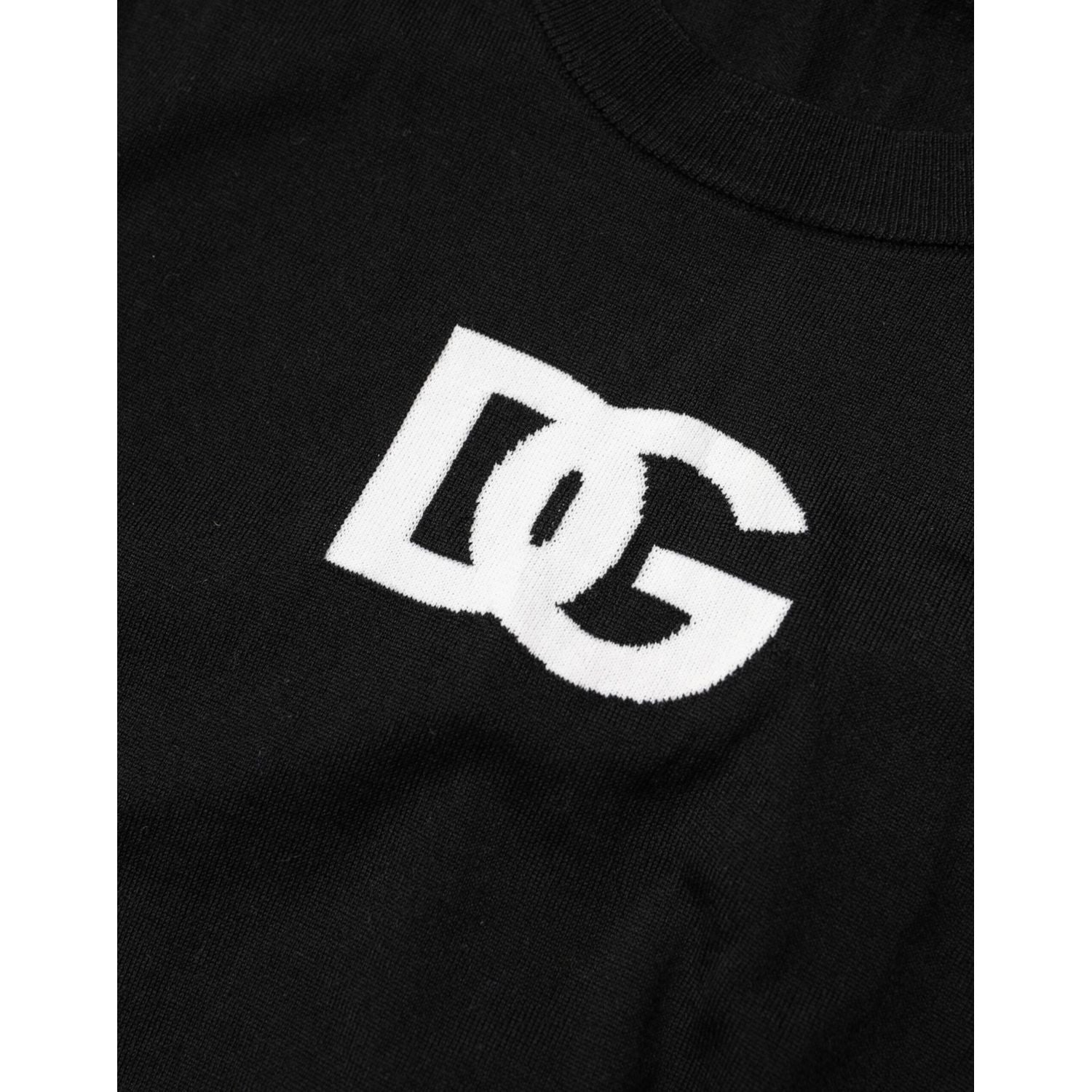 Dolce & Gabbana Black Wool DG Crew Neck Men Pullover Sweater