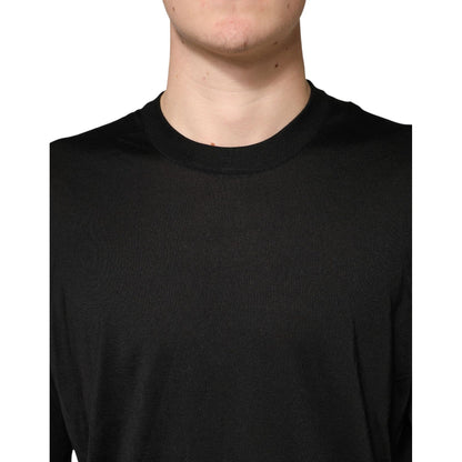 Dolce & Gabbana Black Silk Men Crew Neck Pullover Sweater