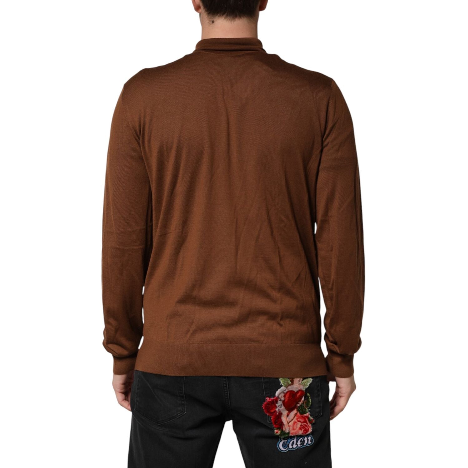 Dolce & Gabbana Brown Cashmere Turtle Neck Pullover Sweater