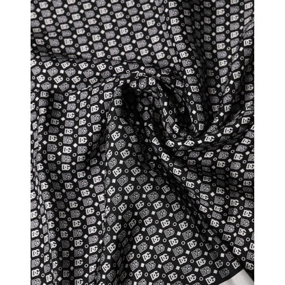 Dolce & Gabbana White Black Patterned Square Foulard Scarf