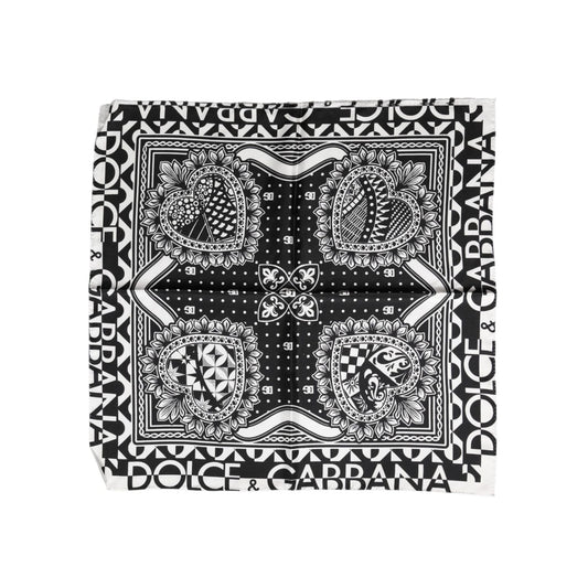 Dolce & Gabbana Black Bandana Print Silk Neck Foulard Scarf