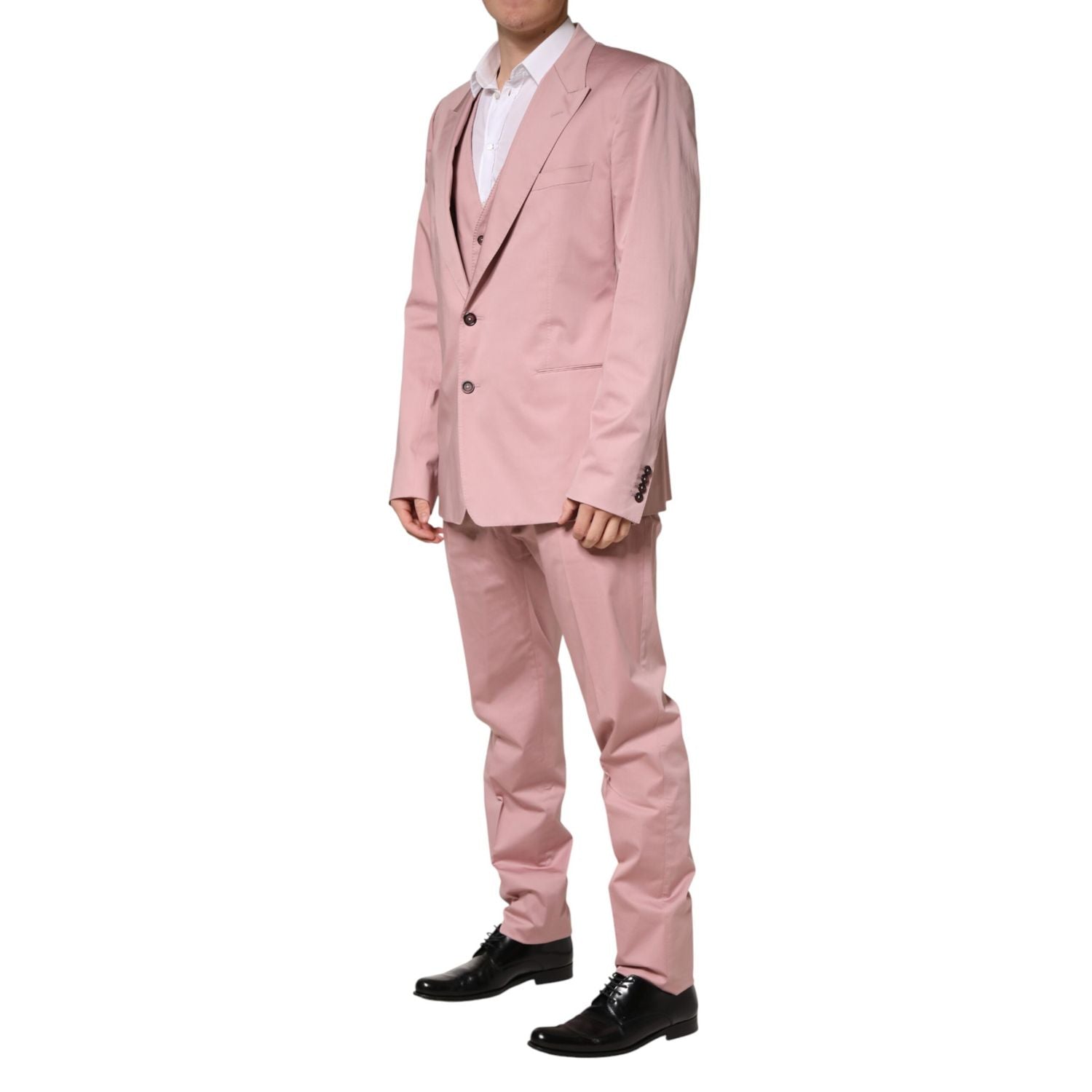 Dolce & Gabbana Pink Cotton Single Breasted 3 Piece Suit