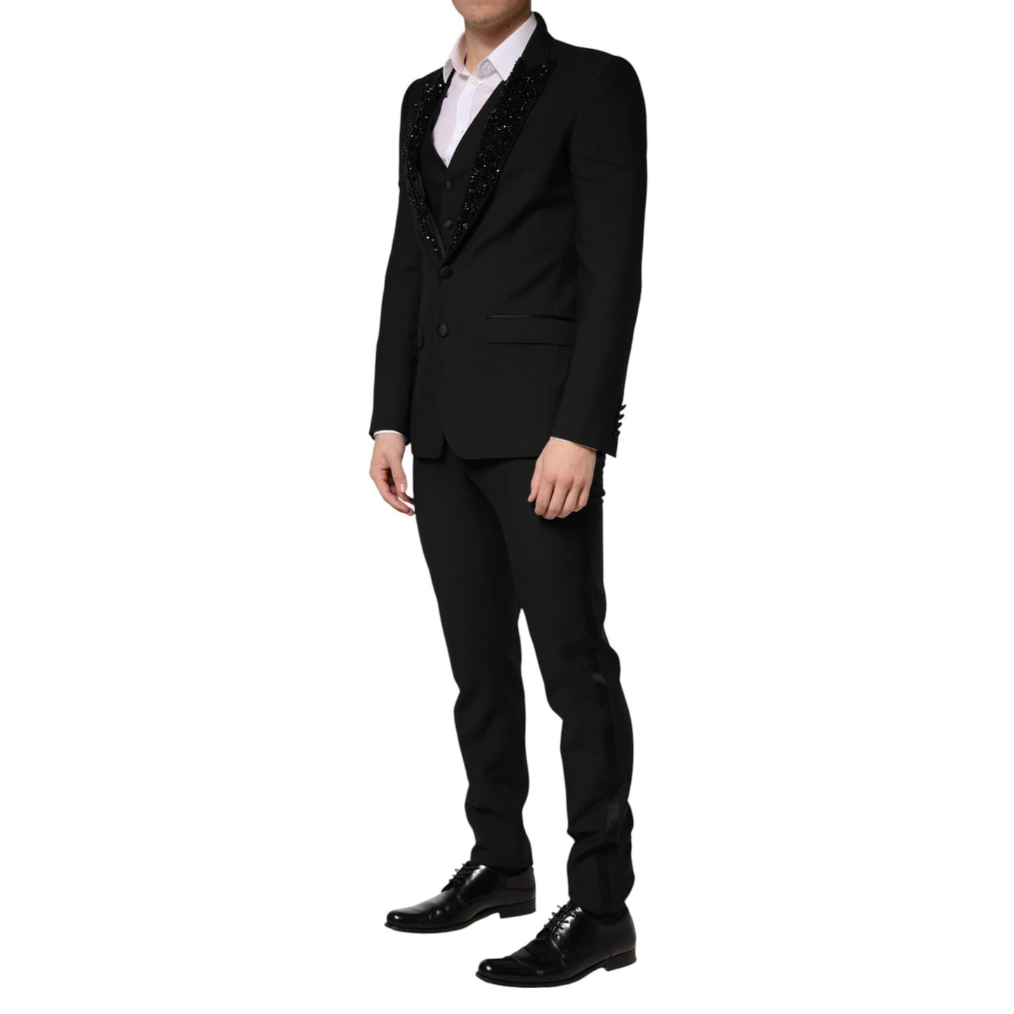 Dolce & Gabbana Black Wool Single Breasted 3 Piece Men Suit