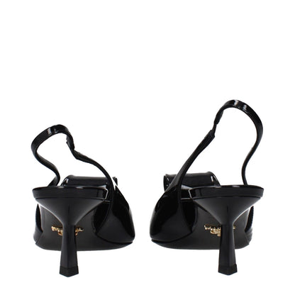 Prada Black Leather Stiletto Heel Sandals