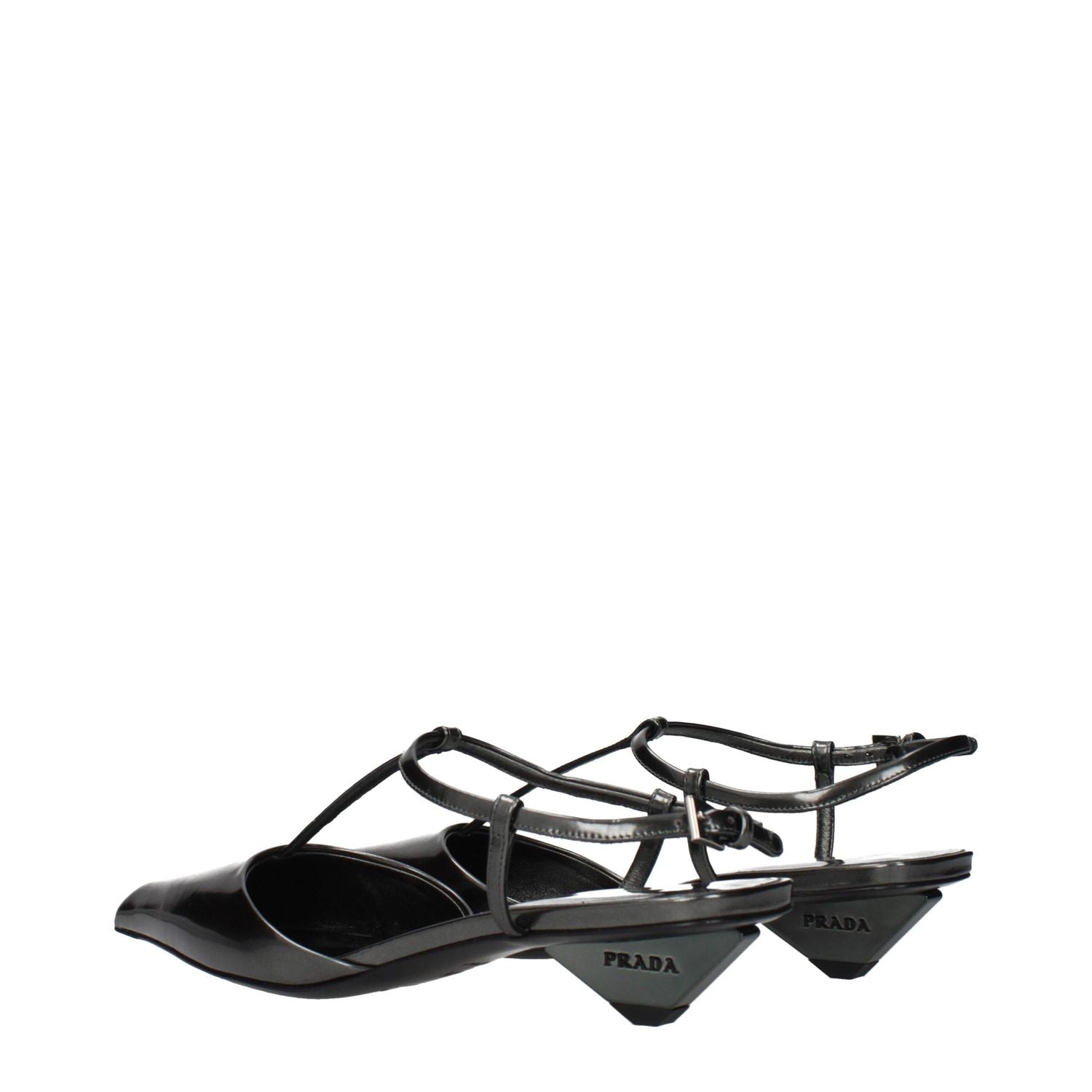 Prada Gray Leather Sandals