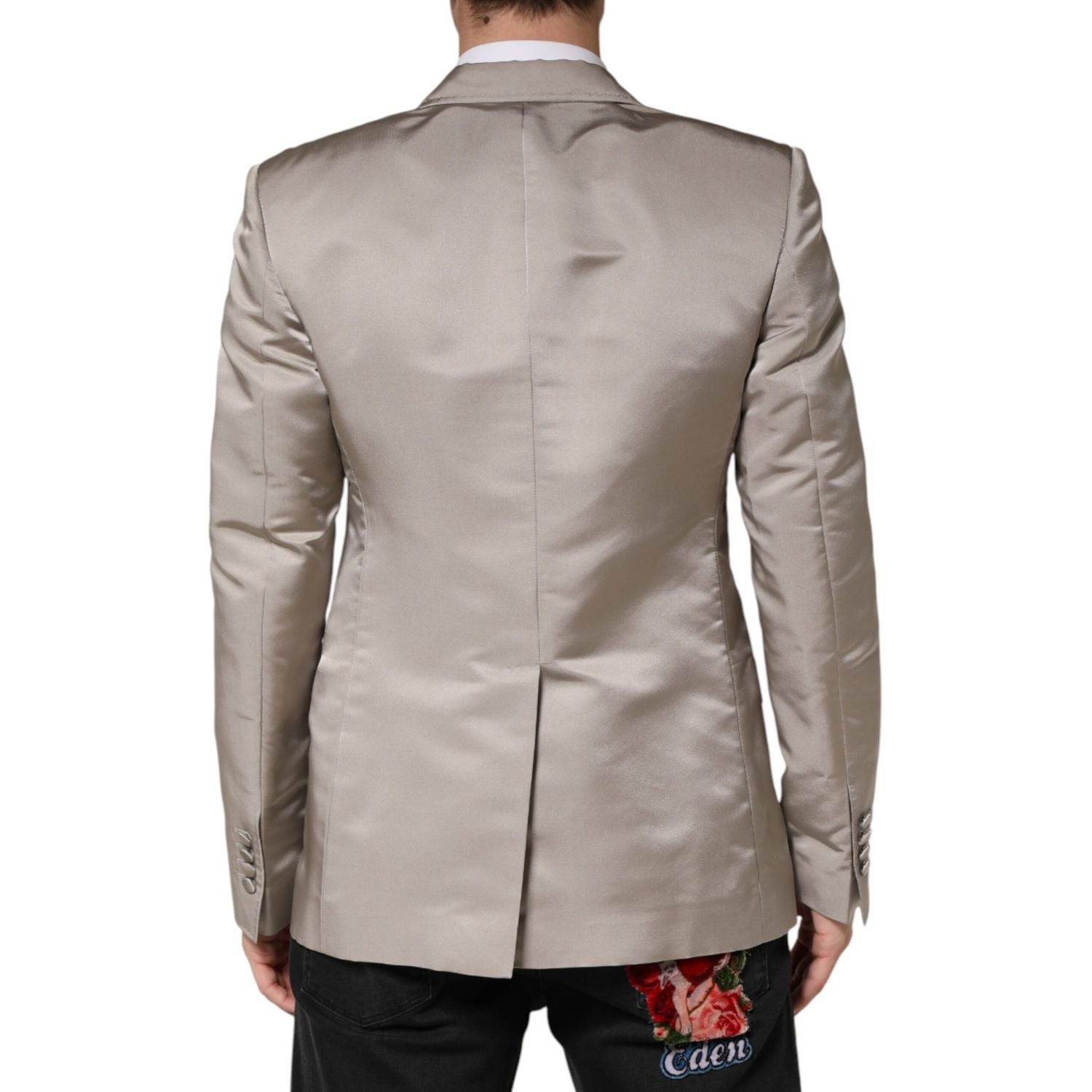 Dolce & Gabbana Beige Silk Single Breasted Jacket Men Blazer