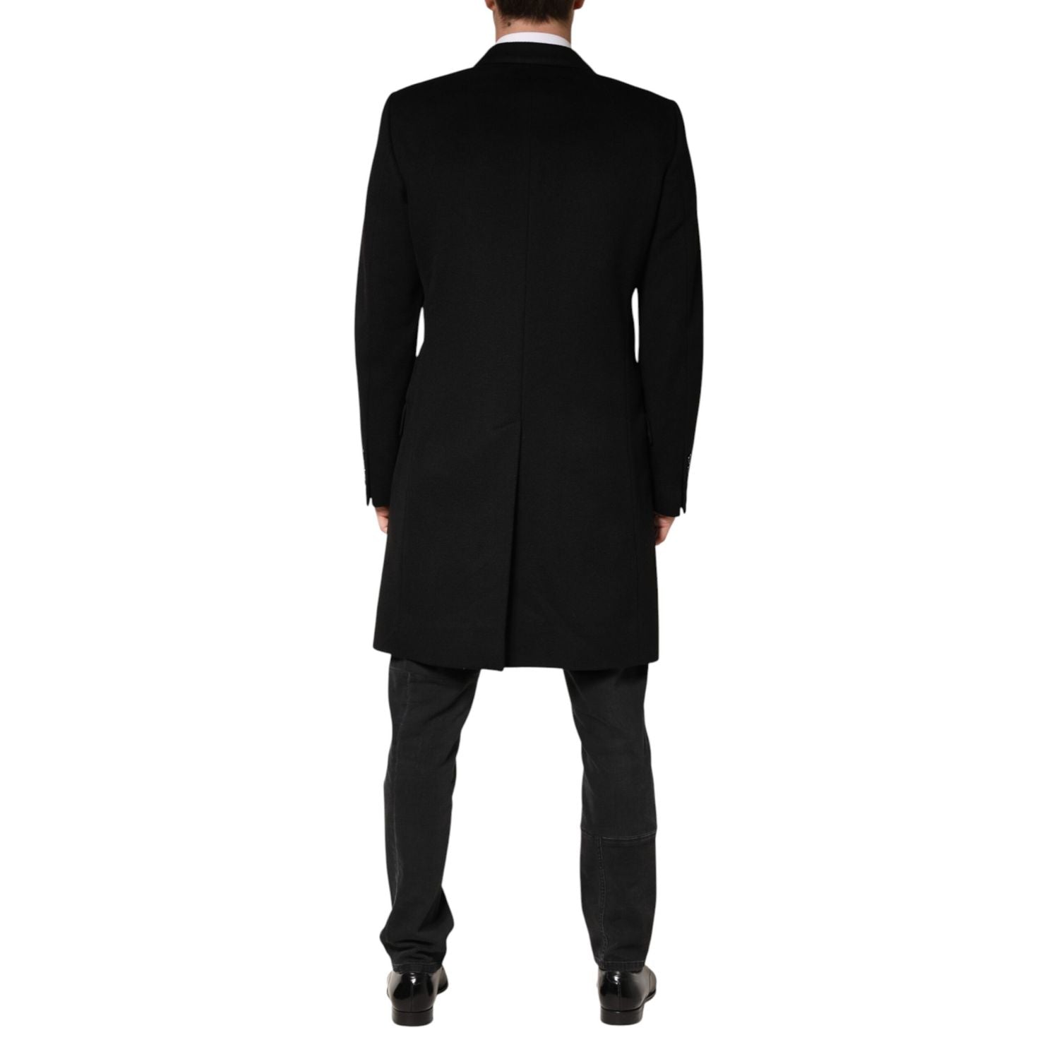 Dolce & Gabbana Black Wool Double Breasted TrenchCoat Jacket