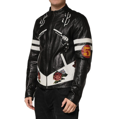 Dolce & Gabbana Black Guns n' Roses FullZip Men Biker Jacket