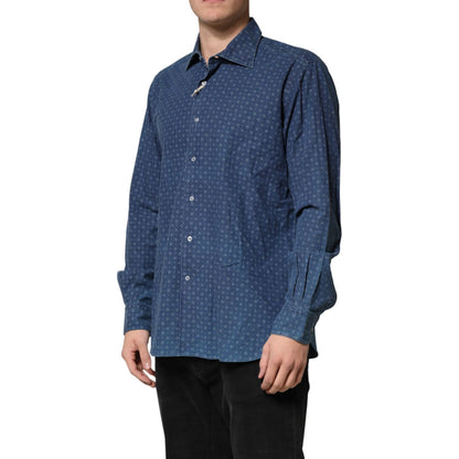 Orian 1968 Blue Button Down Long Sleeves Men Shirt