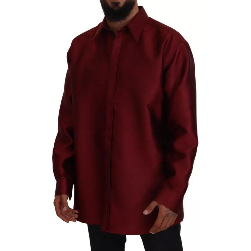 Bordeaux Cotton Long Sleeve Men Formal Shirt