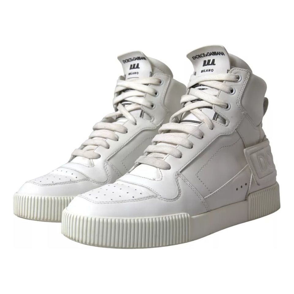 White Leather High Top Men Logo Sneakers Shoes