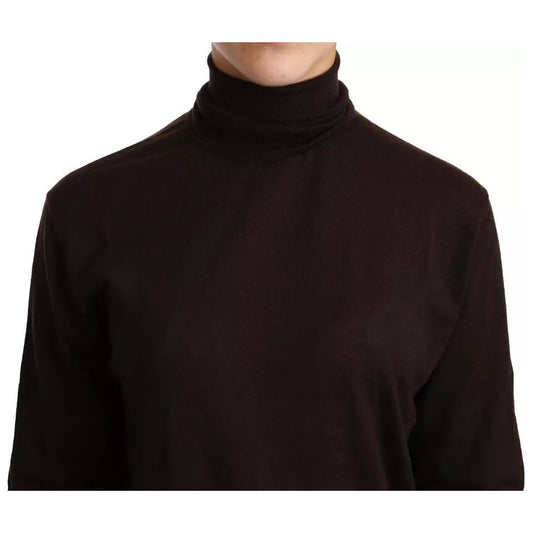 Brown Cashmere Turtle Neck Pullover Sweater