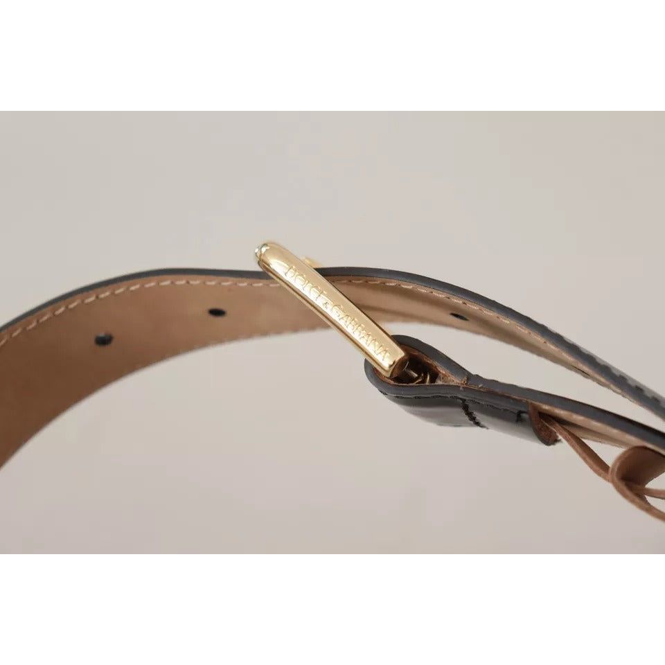 Dolce & Gabbana Black Patent Leather Gold Logo Engraved Buckle Belt black-patent-leather-gold-logo-engraved-buckle-belt