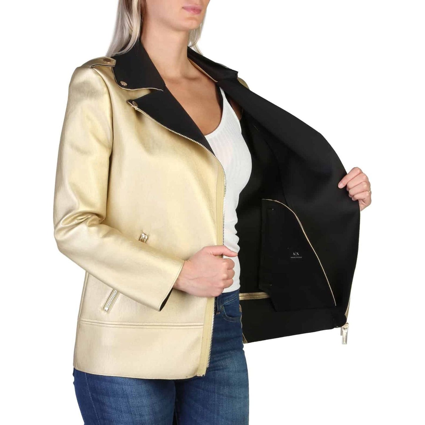 Armani Exchange Jackets 6ZYB53_YNFTZ_1642,All Year,allout,Armani Exchange,Category-Clothing,Clothing,Gender-Women,Gold,Jackets,Jackets & Coats - Women - Clothing,Polyester,Subcategory-JacketsandCoats,Women,Women > Clothing > Jackets,women >Bags,women>acce