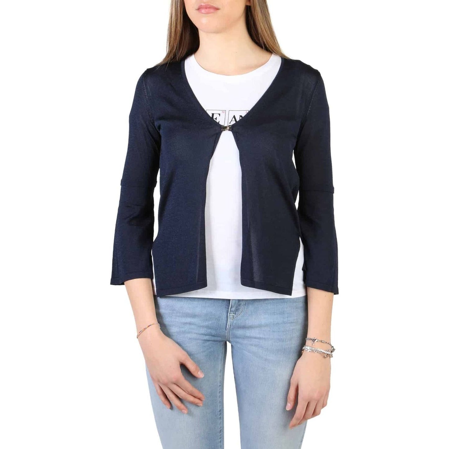 Armani Jeans Sweaters 3Y5E2C_5M1XZ_155N,Armani Jeans,Blue,Cardigans - Women - Clothing,Category-Clothing,Clothing,Gender-Women,navy,Spring/Summer,Subcategory-Cardigans,Subcategory-Sweaters,Sweaters,Sweaters - Women - Clothing,Women,Women > Clothing > Knit