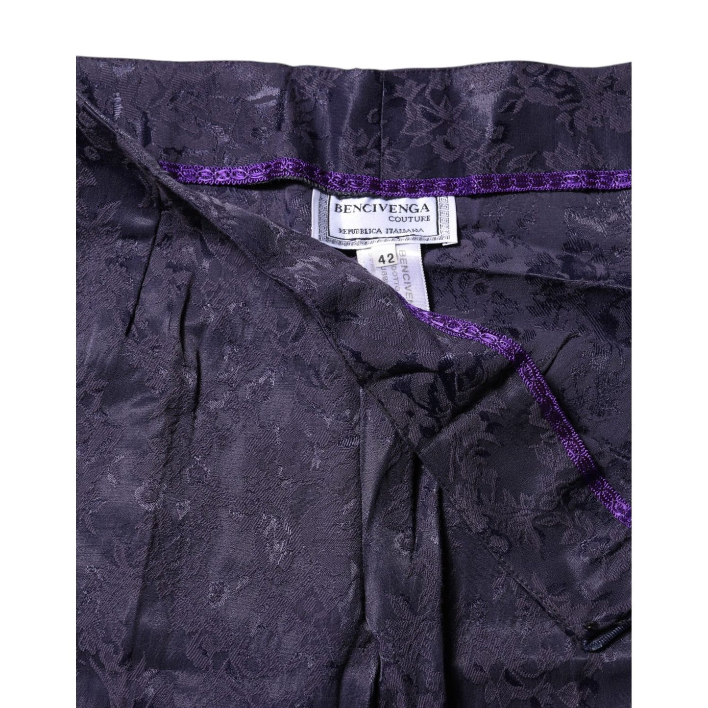 BENCIVENGA Purple Jacquard High Waisted Pants BENCIVENGA