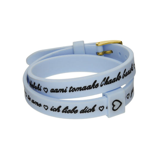 Il MEZZOMETRO Mod. I LOVE YOU GOLD BUCKLE EDITION - LIGHT BLUE - Bracciale in silicone/silicone bracelet-0