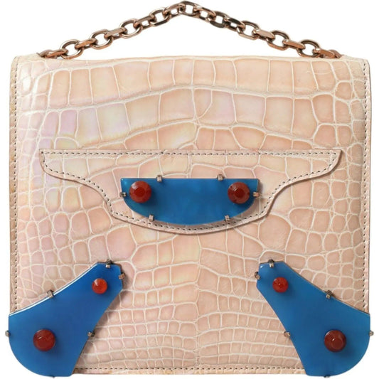 Balenciaga | Elegant Mini Chain Beige Clutch for Evening Elegance| McRichard Designer Brands   